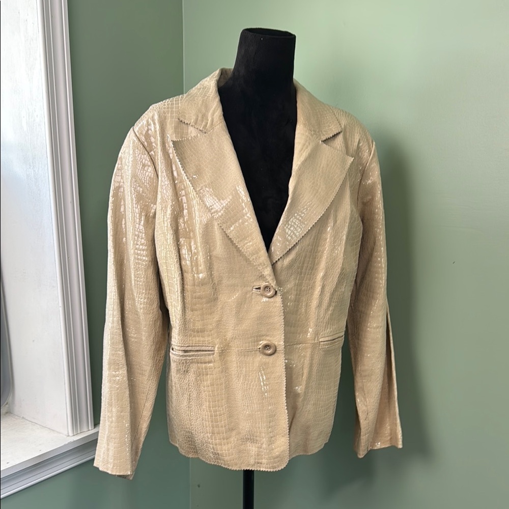 Bradley Bayou tan embossed leather jacket 2X